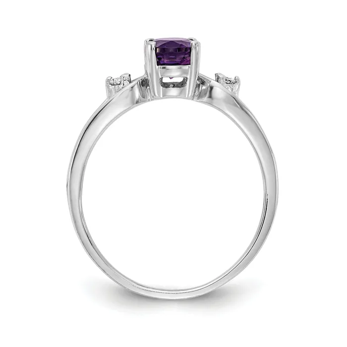 Goldia Rings Solid 14k White Gold 7x5mm Oval Simulated Amethyst AAA CZ Ring