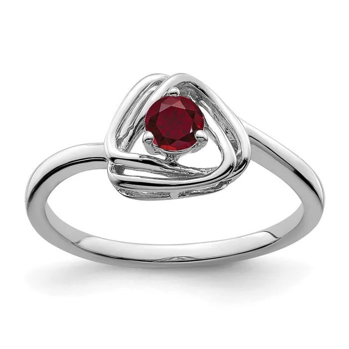 Goldia Rings Solid 14k White Gold Created Simulated Ruby Triangle Ring