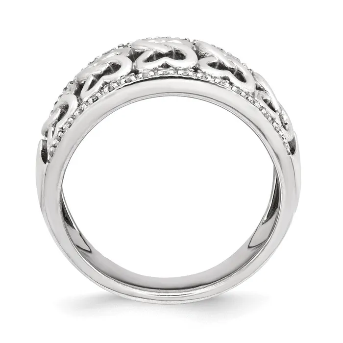 Goldia Rings Sterling Silver Diamond Hearts Ring