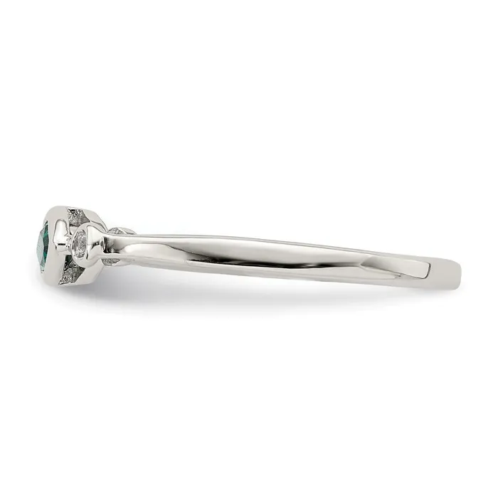 Goldia Sterling Silver Polished Created Emerald and White Topaz Ring Rings