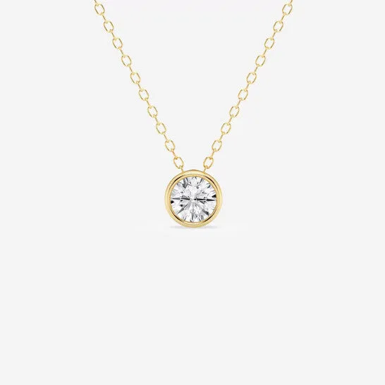 JMS always Necklaces Original Brilliant Diamond 050 cttw 14KT Yellow Gold Bezel Setting RoundCut Lab Grown Diamond Pendant Necklace for WomenVS2 JMS always Necklaces Original Brilliant Diamond 050 cttw 14KT Yellow Gold Bezel Setting RoundCut Lab Grown Diamond Pendant Necklace for WomenVS2