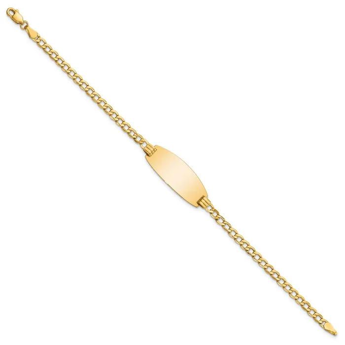 MDS Bracelets 14k SemiSolid Oval Curb ID Bracelet MDS Bracelets 14k SemiSolid Oval Curb ID Bracelet