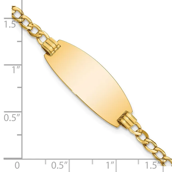 MDS Bracelets 14k SemiSolid Oval Curb ID Bracelet MDS Bracelets 14k SemiSolid Oval Curb ID Bracelet