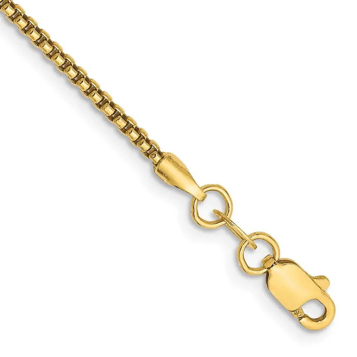 MDS Bracelets 14K Yellow Gold 7 inch 15mm SemiSolid Round Box with Lobster Clasp Bracelet