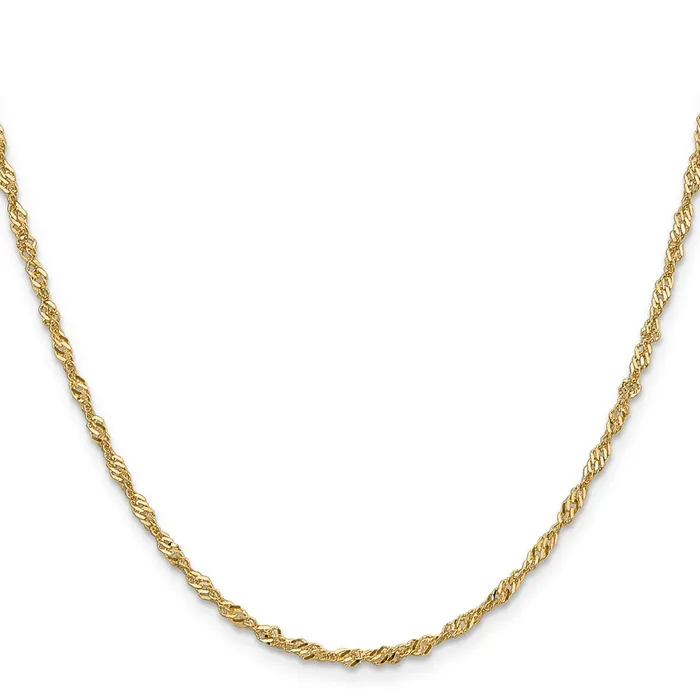 MDS Necklaces 14K Yellow Gold 16 inch 2mm Singapore with Lobster Clasp Chain Necklace MDS Necklaces 14K Yellow Gold 16 inch 2mm Singapore with Lobster Clasp Chain Necklace
