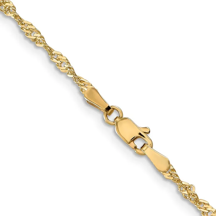 MDS Necklaces 14K Yellow Gold 16 inch 2mm Singapore with Lobster Clasp Chain Necklace MDS Necklaces 14K Yellow Gold 16 inch 2mm Singapore with Lobster Clasp Chain Necklace