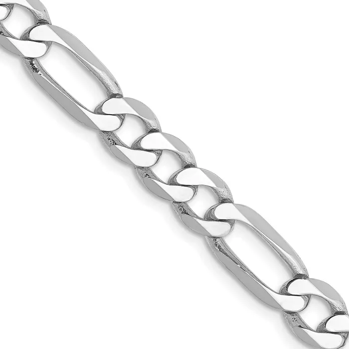 MDS Necklaces Solid 14K White Gold 18 inch 6mm Flat Figaro with Lobster Clasp Chain Necklace MDS Necklaces Solid 14K White Gold 18 inch 6mm Flat Figaro with Lobster Clasp Chain Necklace