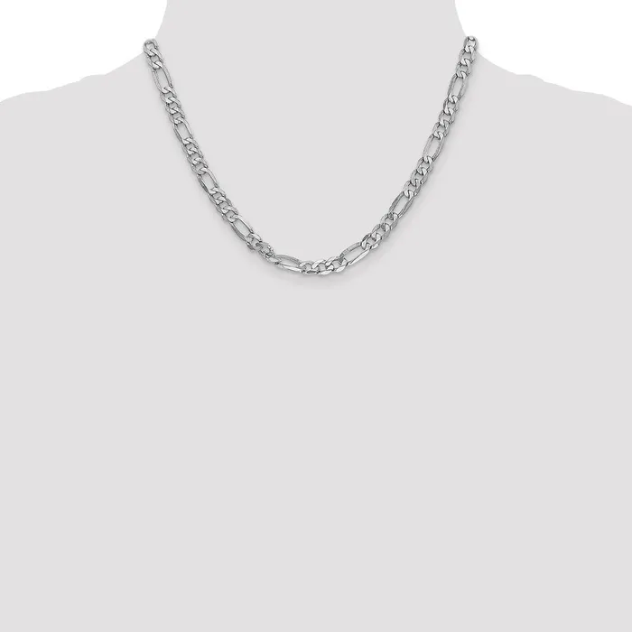 MDS Necklaces Solid 14K White Gold 18 inch 6mm Flat Figaro with Lobster Clasp Chain Necklace MDS Necklaces Solid 14K White Gold 18 inch 6mm Flat Figaro with Lobster Clasp Chain Necklace