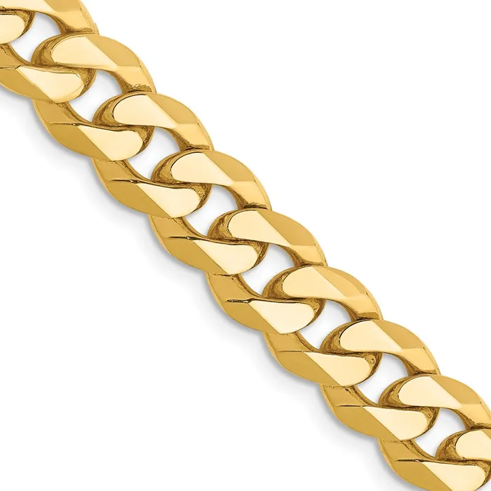 MDS Necklaces Solid 14K Yellow Gold 24 inch 85mm Flat Beveled Curb with Lobster Clasp Chain Necklace