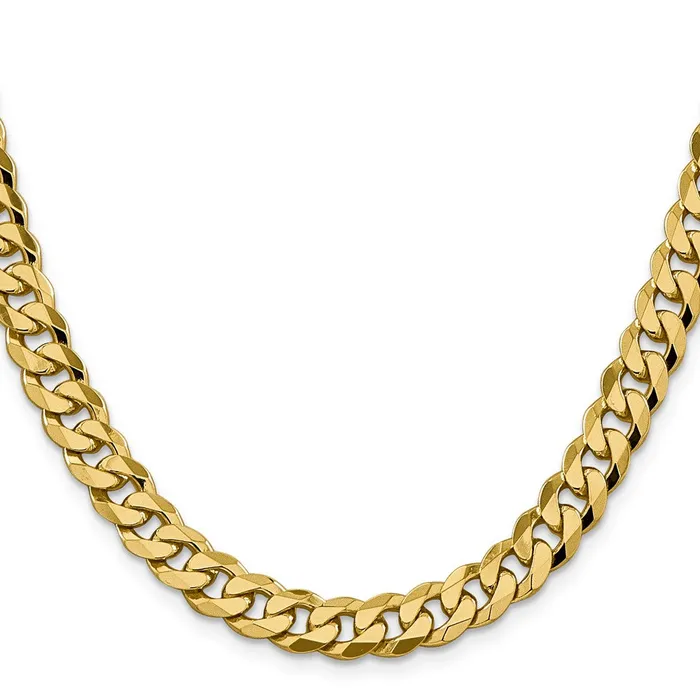 MDS Necklaces Solid 14K Yellow Gold 24 inch 85mm Flat Beveled Curb with Lobster Clasp Chain Necklace MDS Necklaces Solid 14K Yellow Gold 24 inch 85mm Flat Beveled Curb with Lobster Clasp Chain Necklace