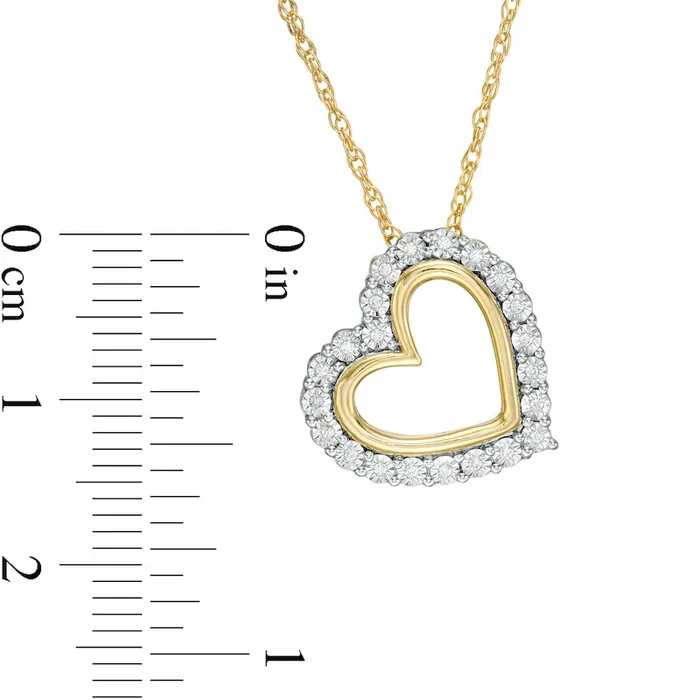 Necklaces 005 CT TW Natural Diamond Frame Tilted Heart Pendant in Sterling Silver and 14K Gold Plate Goldia Necklaces 005 CT TW Natural Diamond Frame Tilted Heart Pendant in Sterling Silver and 14K Gold Plate Goldia