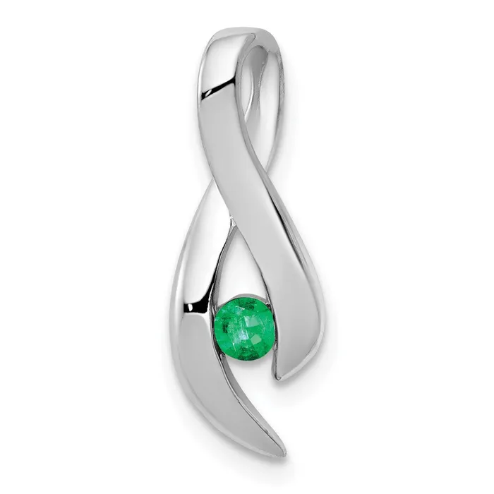 Necklaces 14k White Gold 3mm Emerald Pendant Goldia