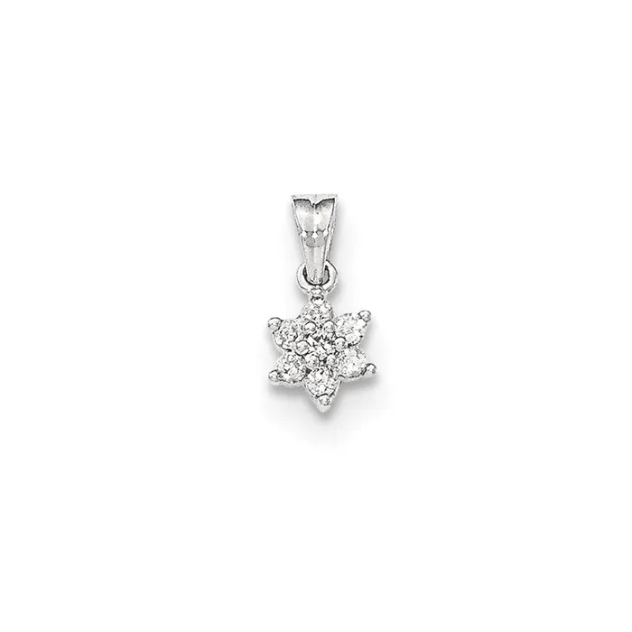 Necklaces 14k White Gold Polished Flower Real Diamond Pendant Goldia