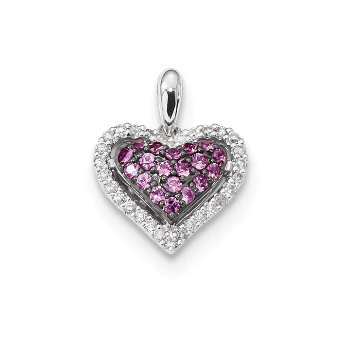 Necklaces 14k White Gold Real Diamond and Pink Sapphire Heart Pendant Goldia Necklaces 14k White Gold Real Diamond and Pink Sapphire Heart Pendant Goldia