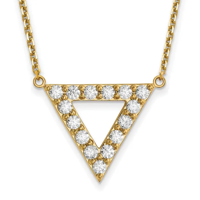 Necklaces 14K Yellow Gold VS Quality Real Diamond 20mm Triangle Necklace Goldia Necklaces 14K Yellow Gold VS Quality Real Diamond 20mm Triangle Necklace Goldia