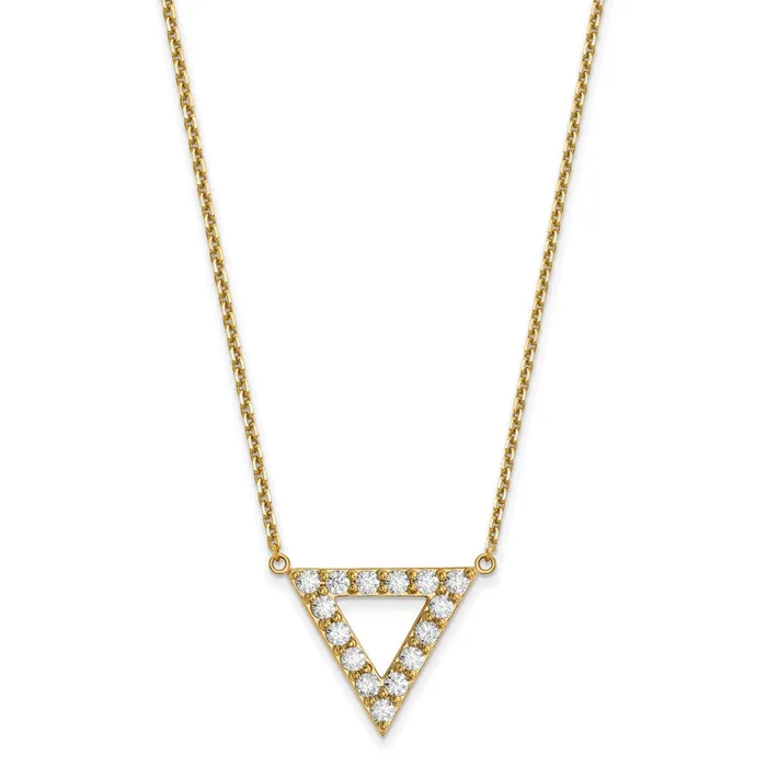 Necklaces 14K Yellow Gold VS Quality Real Diamond 20mm Triangle Necklace Goldia