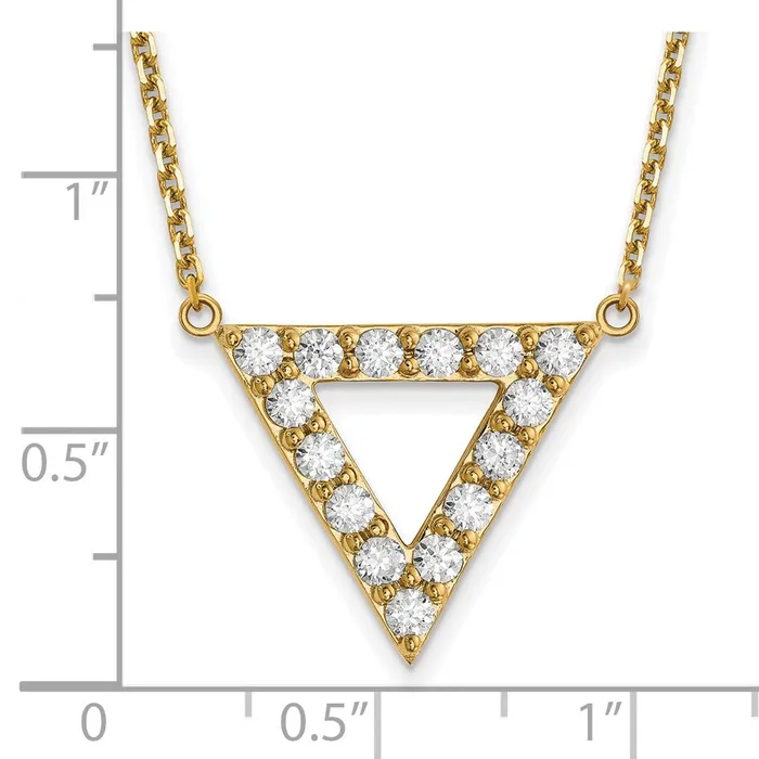 Necklaces 14K Yellow Gold VS Quality Real Diamond 20mm Triangle Necklace Goldia