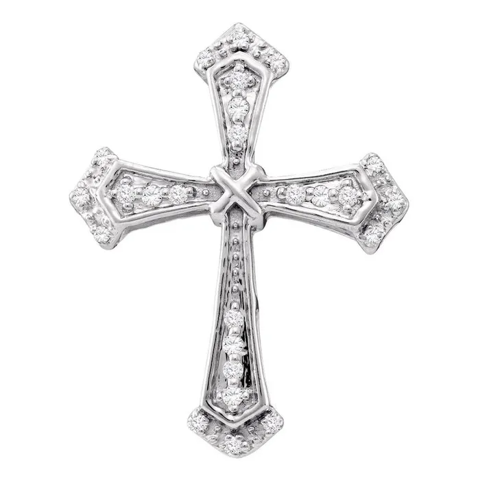 Necklaces gndatlanta 14k White Gold Round Diamond Flared Cross Pendant 110 Cttw Necklaces gndatlanta 14k White Gold Round Diamond Flared Cross Pendant 110 Cttw
