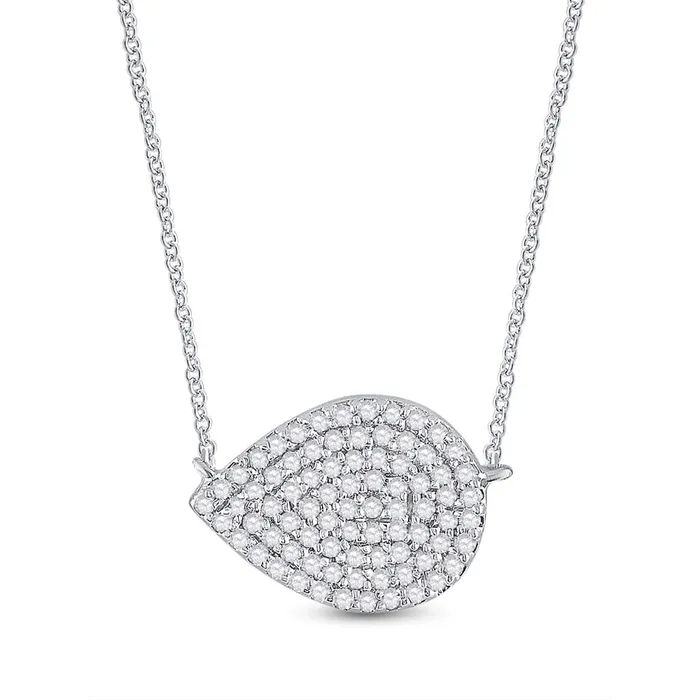 Necklaces gndatlanta 14k White Gold Round Diamond Teardrop Necklace 15 Cttw
