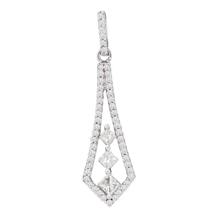 Necklaces gndatlanta 14k White Gold Round Princess Diamond Fashion Pendant 12 Cttw Necklaces gndatlanta 14k White Gold Round Princess Diamond Fashion Pendant 12 Cttw