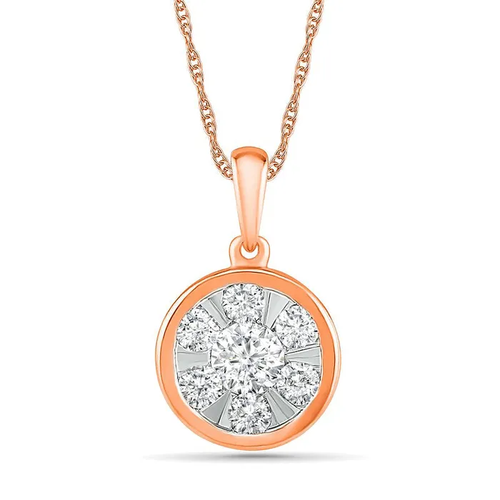 Necklaces Goldia 05 CT TW Composite Natural Diamond Circle Pendant in 10K Rose Gold