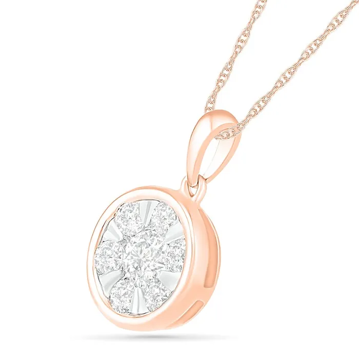 Necklaces Goldia 05 CT TW Composite Natural Diamond Circle Pendant in 10K Rose Gold Necklaces Goldia 05 CT TW Composite Natural Diamond Circle Pendant in 10K Rose Gold