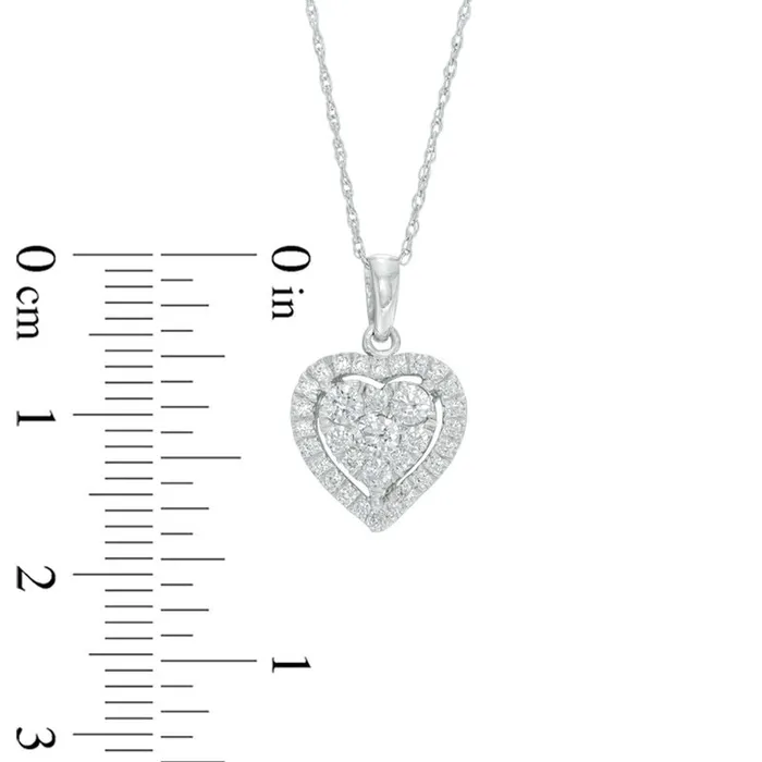 Necklaces Goldia 05 CT TW Natural Diamond Heart Frame Pendant in 10K White Gold Necklaces Goldia 05 CT TW Natural Diamond Heart Frame Pendant in 10K White Gold