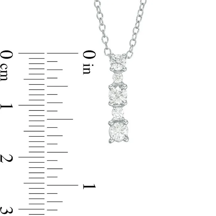 Necklaces Goldia 05 CT TW Natural Diamond Linear Pendant in 14K White Gold Necklaces Goldia 05 CT TW Natural Diamond Linear Pendant in 14K White Gold