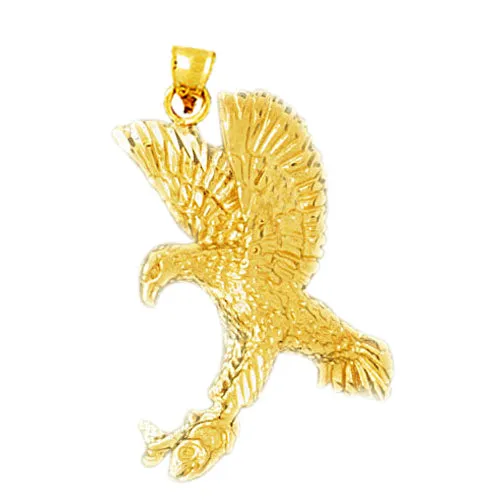 Necklaces Goldia 14K Gold Eagle Catching A Fish Pendant