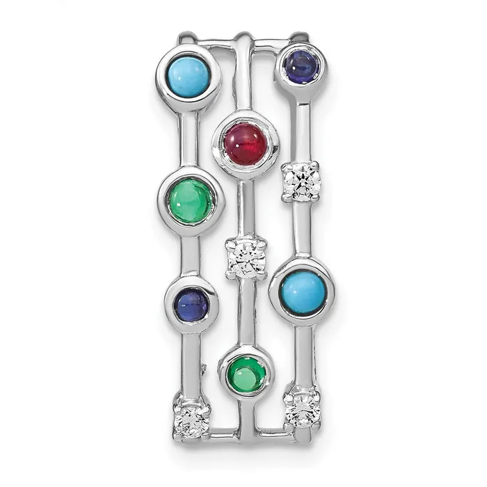 Necklaces Goldia 14k White Gold Gemstone and Turquoise Modern Chain Slide Necklaces Goldia 14k White Gold Gemstone and Turquoise Modern Chain Slide
