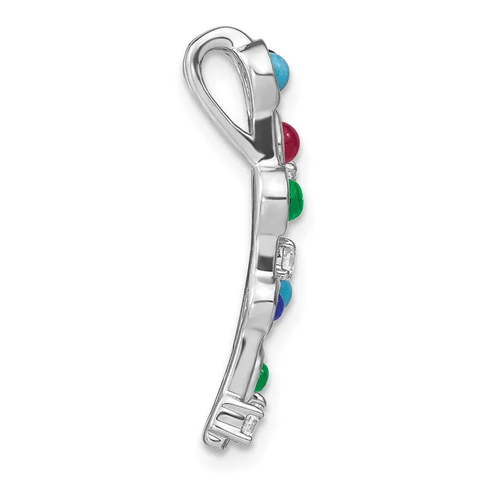 Necklaces Goldia 14k White Gold Gemstone and Turquoise Modern Chain Slide