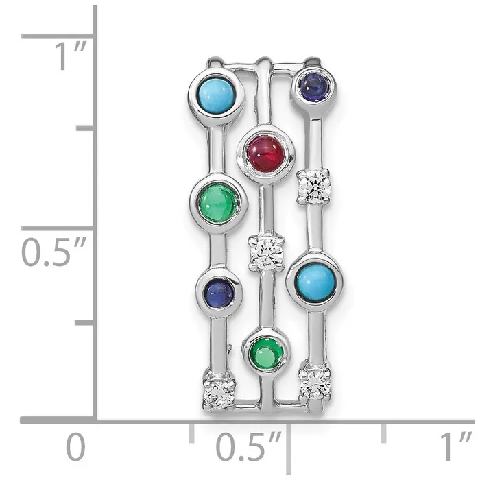 Necklaces Goldia 14k White Gold Gemstone and Turquoise Modern Chain Slide
