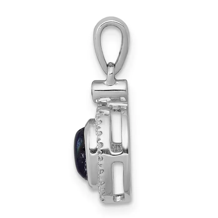 Necklaces Goldia 14k White Gold Halo Real Diamond and Cabochon Sapphire Pendant