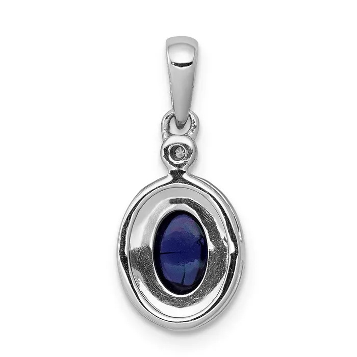 Necklaces Goldia 14k White Gold Halo Real Diamond and Cabochon Sapphire Pendant