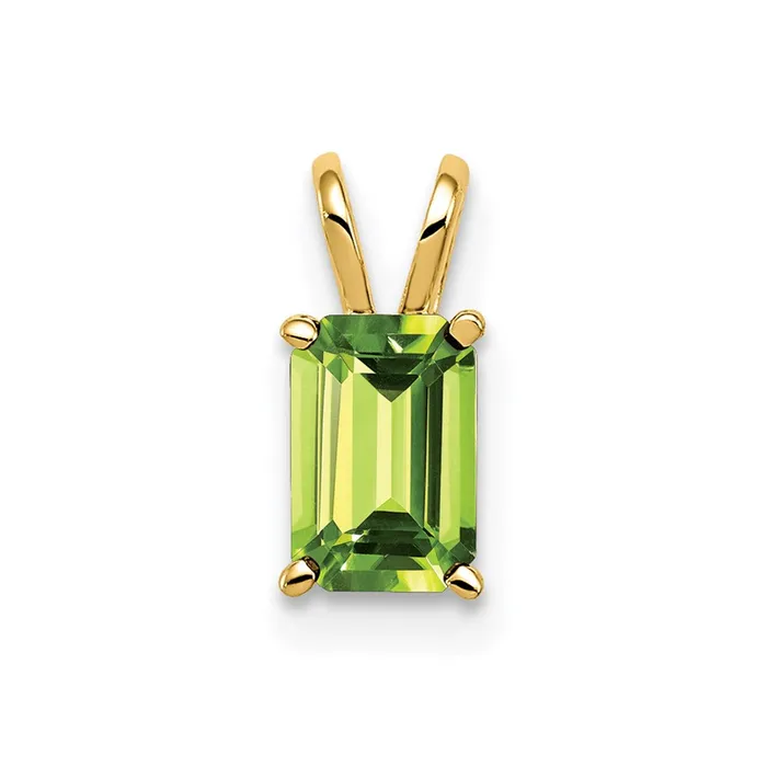 Necklaces Goldia 14K Yellow Gold 6x4mm Emerald Cut Peridot pendant
