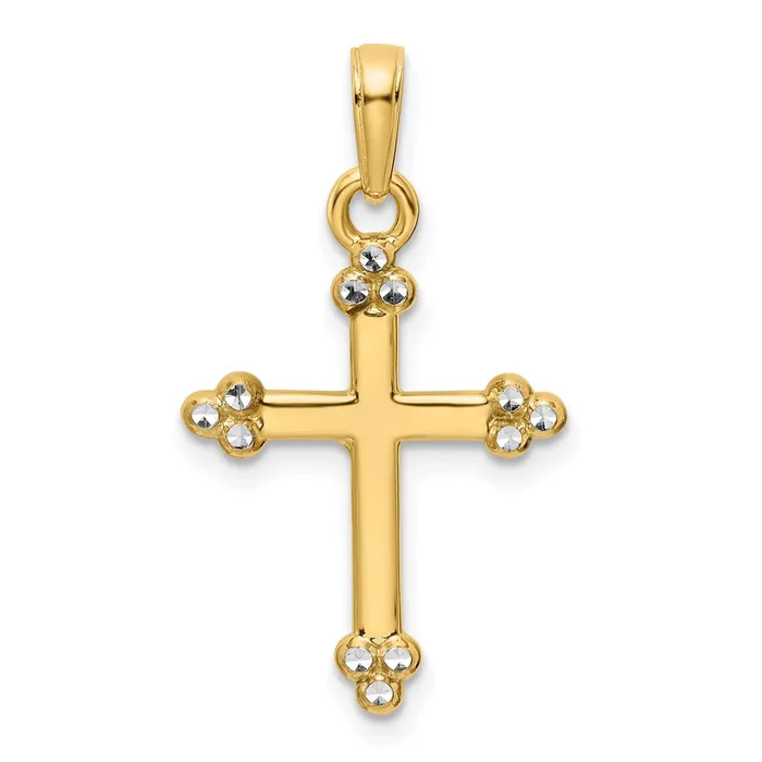Necklaces Goldia 14k Yellow Rhodium Gold wRhodium DC Cross Pendant