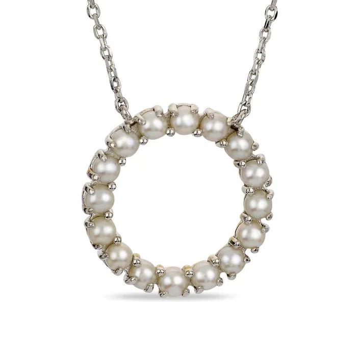 Necklaces Goldia 27530mm Button Cultured Freshwater Pearl Wreath Necklace in Sterling Silver