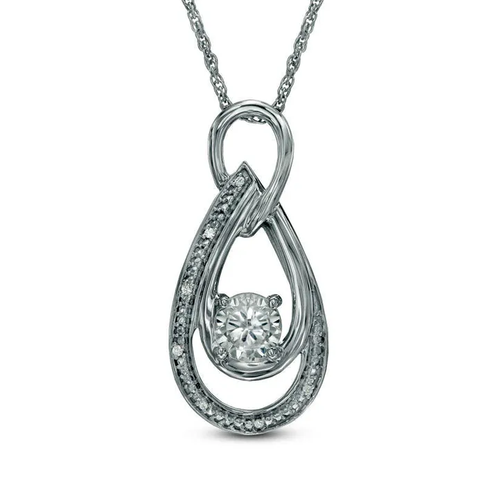 Necklaces Goldia 50mm LabCreated White Sapphire and Diamond Accent Double Teardrop Pendant in Sterling Silver Necklaces Goldia 50mm LabCreated White Sapphire and Diamond Accent Double Teardrop Pendant in Sterling Silver