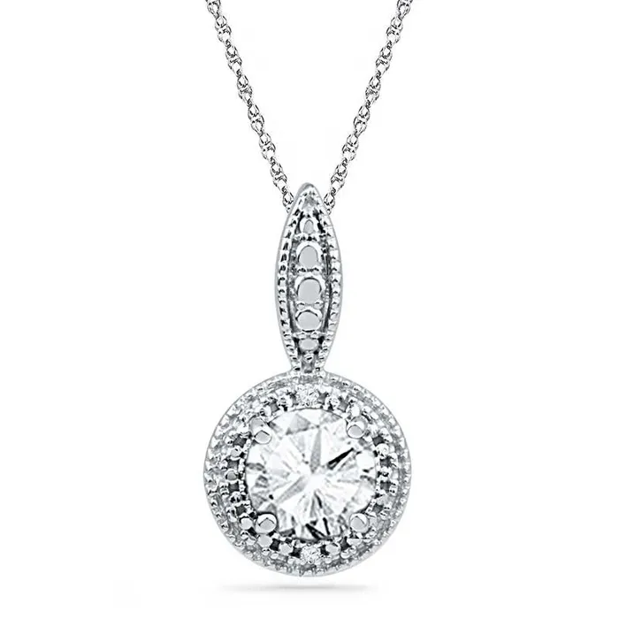 Necklaces Goldia 65mm LabCreated White Sapphire and Diamond Accent Frame Pendant in Sterling Silver Necklaces Goldia 65mm LabCreated White Sapphire and Diamond Accent Frame Pendant in Sterling Silver