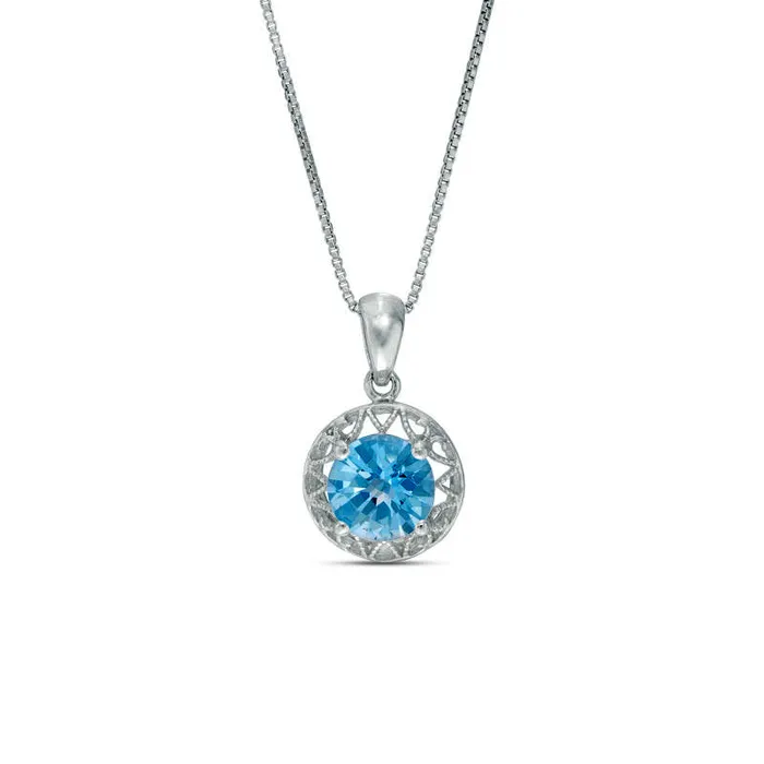 Necklaces Goldia 70mm Blue Topaz Frame Pendant in Sterling Silver