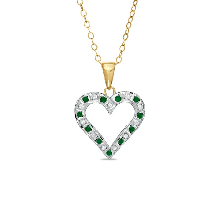 Necklaces Goldia Emerald Gemstone Fascination and Natural Diamond Fascination Heart Pendant in Sterling Silver with 18K Gold Plating Necklaces Goldia Emerald Gemstone Fascination and Natural Diamond Fascination Heart Pendant in Sterling Silver with 18K Gold Plating