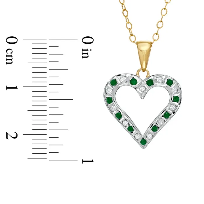 Necklaces Goldia Emerald Gemstone Fascination and Natural Diamond Fascination Heart Pendant in Sterling Silver with 18K Gold Plating Necklaces Goldia Emerald Gemstone Fascination and Natural Diamond Fascination Heart Pendant in Sterling Silver with 18K Gold Plating
