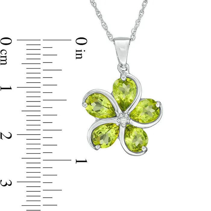Necklaces Goldia PearShaped Peridot and Natural Diamond Accent Flower Pendant in Sterling Silver Necklaces Goldia PearShaped Peridot and Natural Diamond Accent Flower Pendant in Sterling Silver