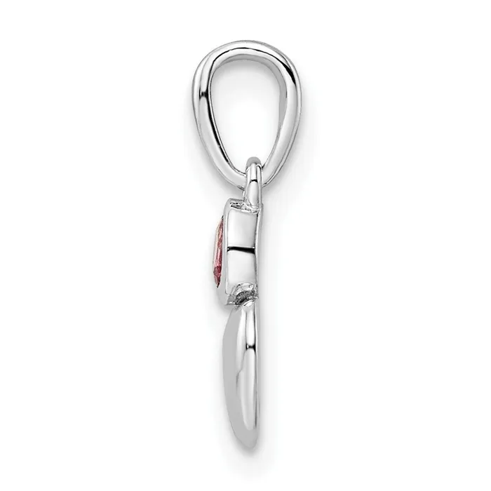 Necklaces Goldia Sterling Silver Rhodiumplated Polished Pink Tourmaline Heart Pendant