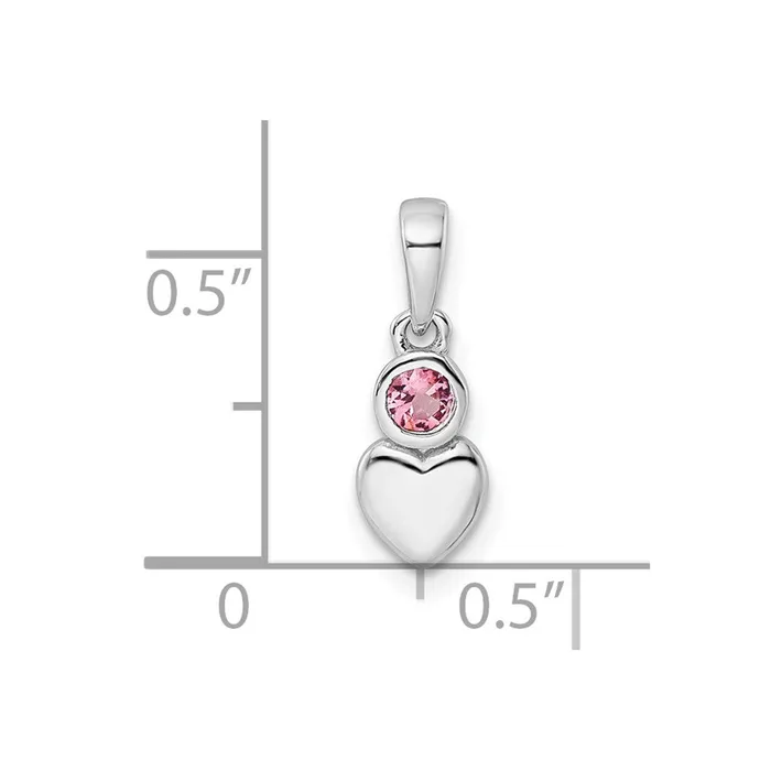 Necklaces Goldia Sterling Silver Rhodiumplated Polished Pink Tourmaline Heart Pendant