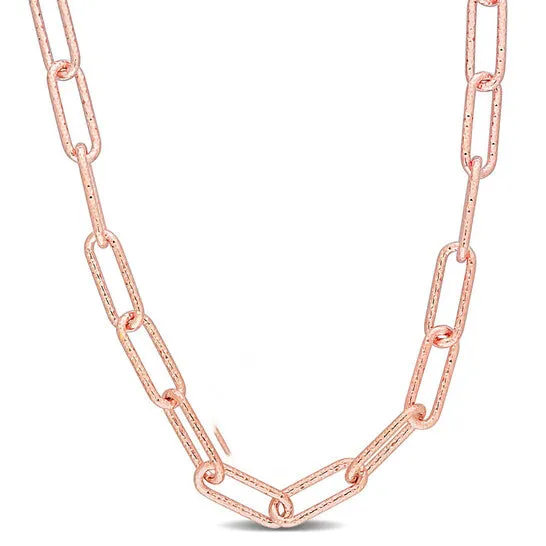 Necklaces JMS always Original AMOUR 6mm Fancy Paperclip Chain Necklace In Rose Plated Sterling Silver 18 In Necklaces JMS always Original AMOUR 6mm Fancy Paperclip Chain Necklace In Rose Plated Sterling Silver 18 In