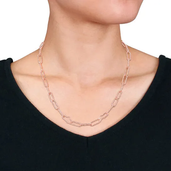Necklaces JMS always Original AMOUR 6mm Fancy Paperclip Chain Necklace In Rose Plated Sterling Silver 18 In Necklaces JMS always Original AMOUR 6mm Fancy Paperclip Chain Necklace In Rose Plated Sterling Silver 18 In