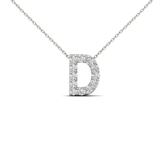 Necklaces JMS always Original Maulijewels D Initial Set With 012 Carat Sparkling Natural White Diamond Pendant Necklace In 14K White Gold With 18 Cable Chain Necklaces JMS always Original Maulijewels D Initial Set With 012 Carat Sparkling Natural White Diamond Pendant Necklace In 14K White Gold With 18 Cable Chain