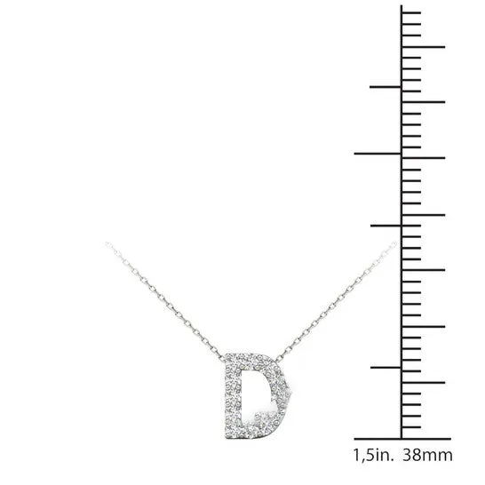 Necklaces JMS always Original Maulijewels D Initial Set With 012 Carat Sparkling Natural White Diamond Pendant Necklace In 14K White Gold With 18 Cable Chain Necklaces JMS always Original Maulijewels D Initial Set With 012 Carat Sparkling Natural White Diamond Pendant Necklace In 14K White Gold With 18 Cable Chain
