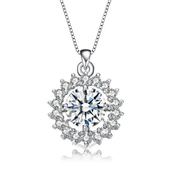 Necklaces JMS always Original Megan Walford Sterling Silver Round Cubic Zirconia Flower Style Pendant Necklace Necklaces JMS always Original Megan Walford Sterling Silver Round Cubic Zirconia Flower Style Pendant Necklace